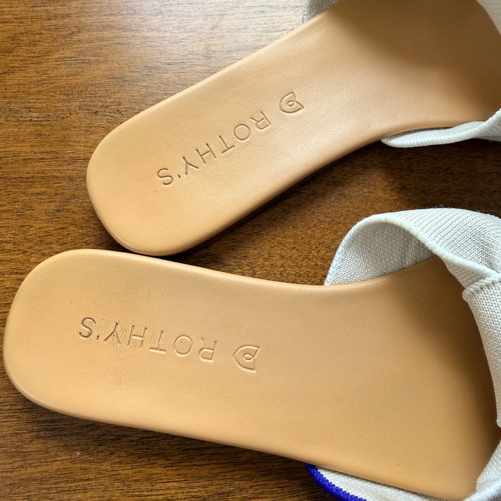 Rothy's The Twist Slide Sandals in Sand Dollar Knit Women 6 Summer Coastal Boat - Picture 6 of 8